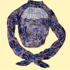 PrettyLittleThing Mesh Butterfly Print Top